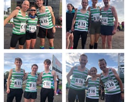 Just a few of the teams out at Norman Woodcock Relays including the winning (3rd place) Vets team of Andy, Anna and Steve